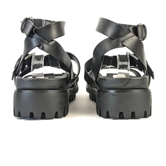 NEW Sam Edelman Eleanora Ankle Strap Gladiator Lug Sole Black Sandal Siz… - Picture 10 of 16